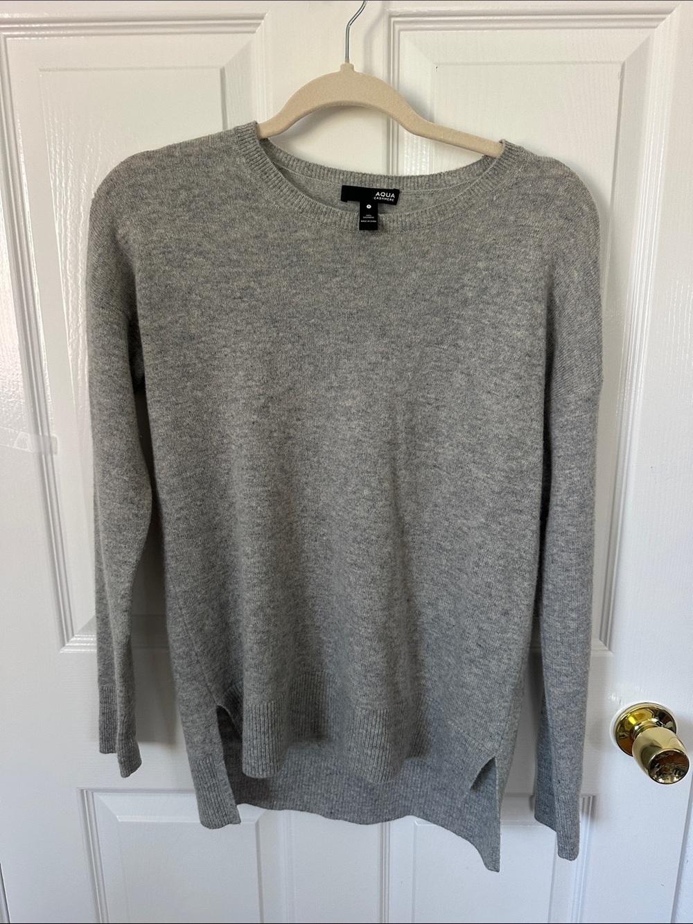 Aqua Light Gray Women's Crewneck Sweater